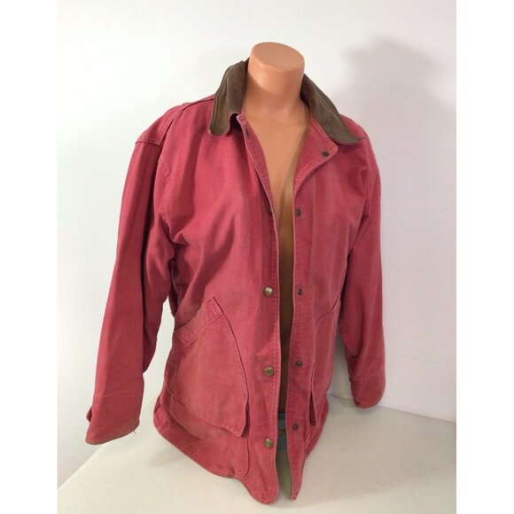 Woolrich Barn Coat Utility Jacket Leather Collar Womens Medium - Picture 1 of 11